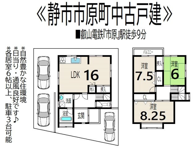 静市市原町 中古戸建の間取り