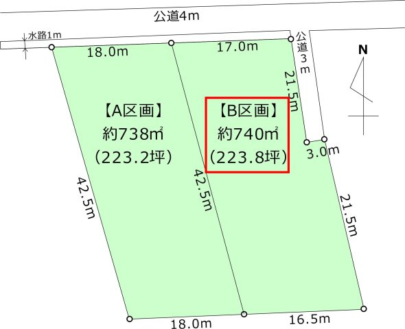 吉川市　三輪野江　売地　全2区画の土地図|土地図です