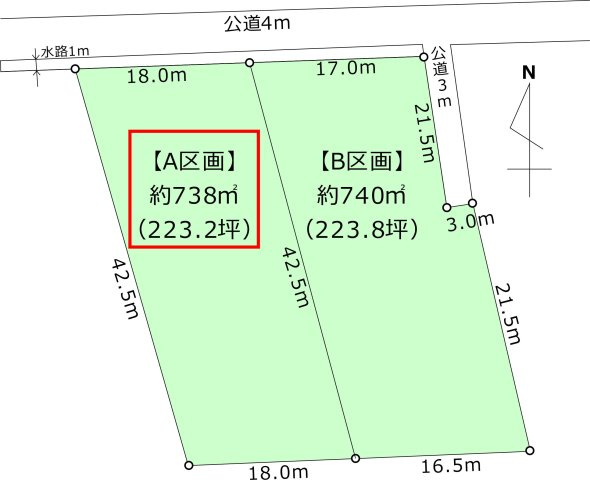 吉川市　三輪野江　売地　全2区画のその他|土地図です
