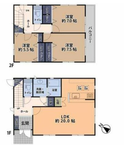【中古】鶴ヶ島市中新田中古住宅の間取り