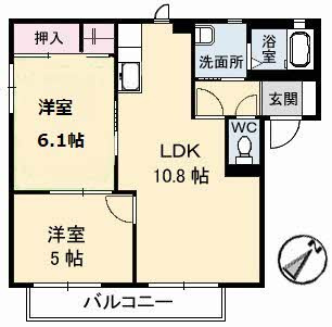 【間取り】 |  コスモタウン森岡Ⅱ　　Ｂ棟 
