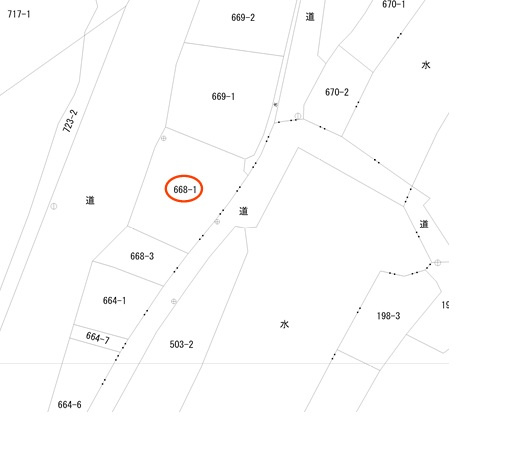 宇城市豊野町山崎の売地の土地図