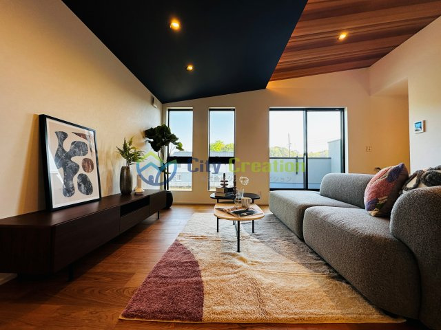 藤沢市大庭　デザイナーズ分譲住宅A棟の居間・リビング