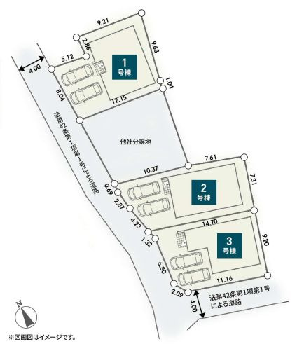 中央区淵野辺本町4丁目新築戸建て　第3-1号棟の区画図|配置図「中央区淵野辺本町4丁目新築戸建て」