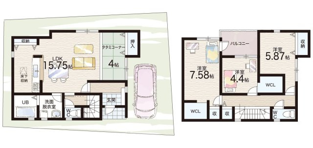 堺市北区長曽根町　第3期　新築一戸建ての間取り|1号地