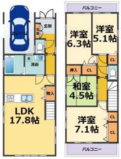 【間取り】 | 西宮市東鳴尾町2丁目　中古戸建