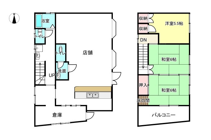 店舗付住宅　三田洞東1丁目の間取り