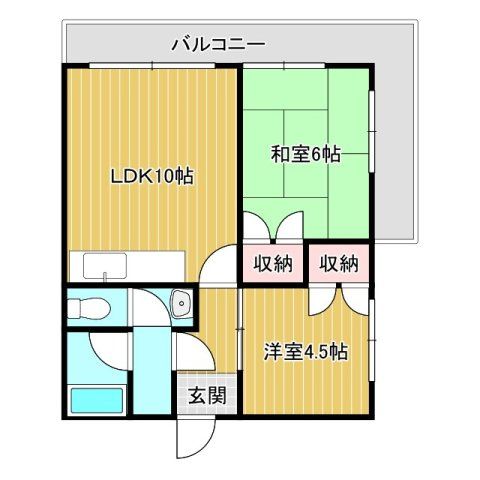 コーポラス田主丸Ⅱの間取り