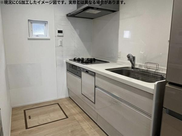 豊町1丁目　中古戸建のキッチン|3口コンロがあるので複数の料理を同時に作れるので効率アップ！