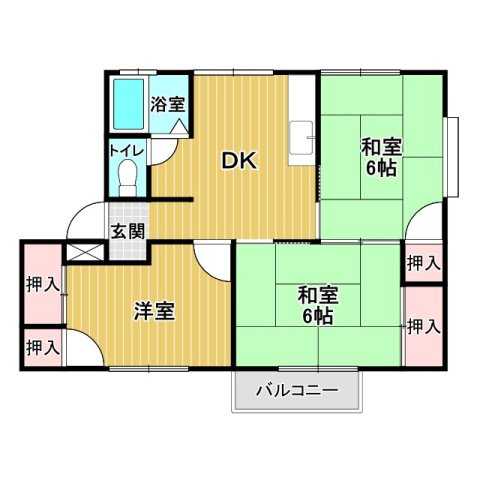 リバーサイドハイツAの間取り|3DKです