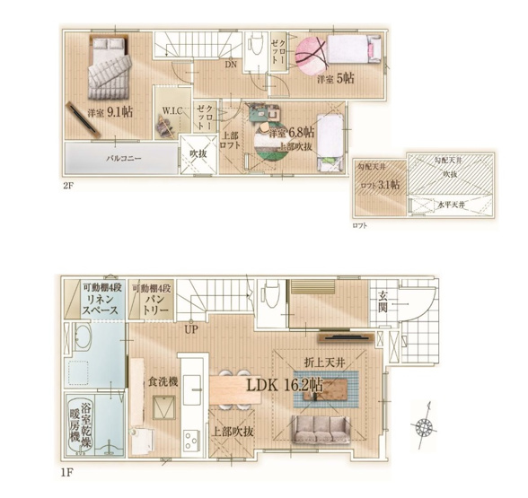 【間取り】 | 福岡市西区福重3丁目4期　1号棟（全2棟）【仲介手数料無料・0円】 | 平日、土日祝日もお好きな日時にご見学可能です。お気軽にお問合せ下さい。