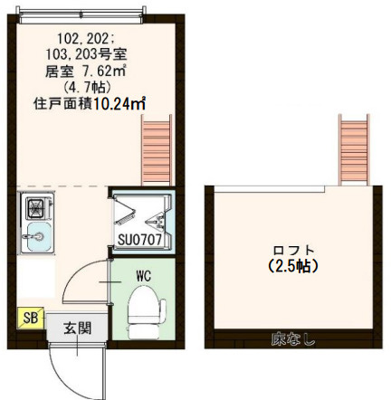 新宿区新宿７丁目のアパートの間取り