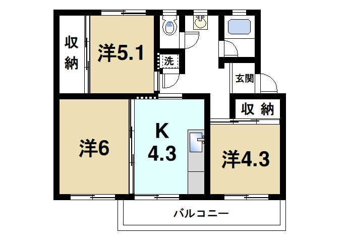中登美第二団地 B棟の間取り