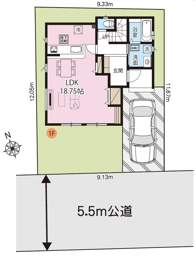 熊谷市宮町　GRAFARE　全1棟の区画図|■駐車スペース1台可能！
