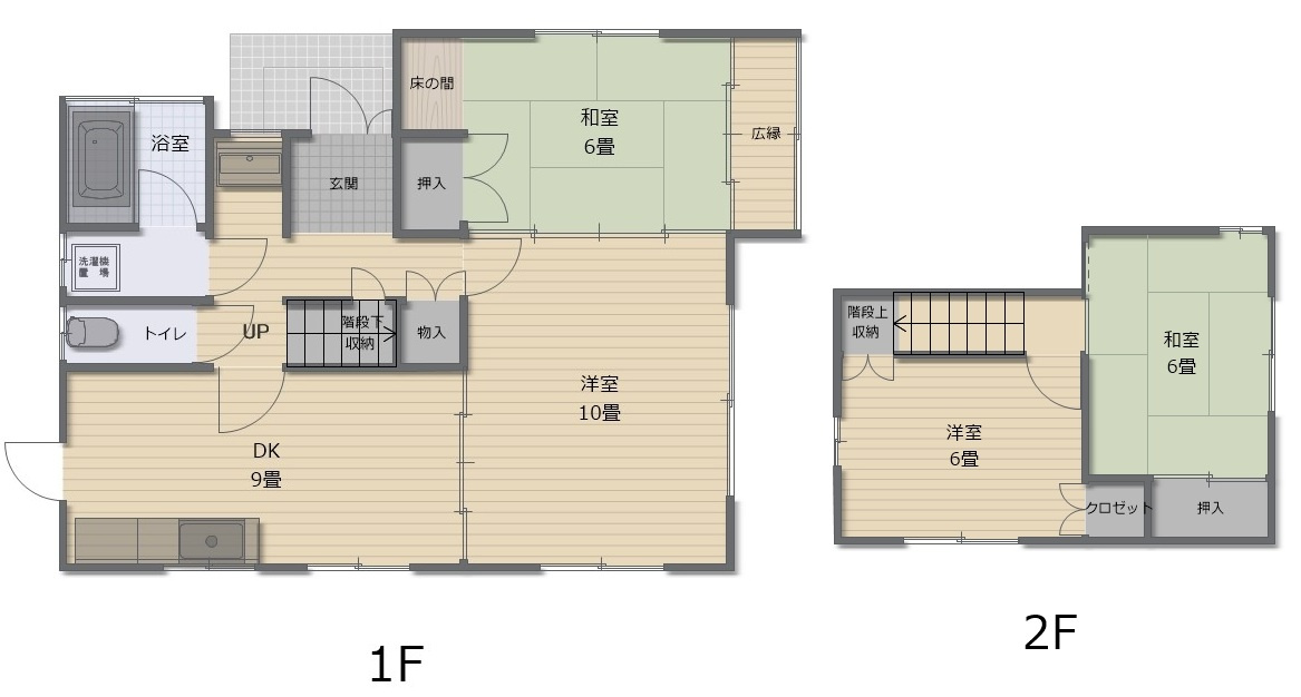 津山市二宮　中古住宅　4DKの間取り