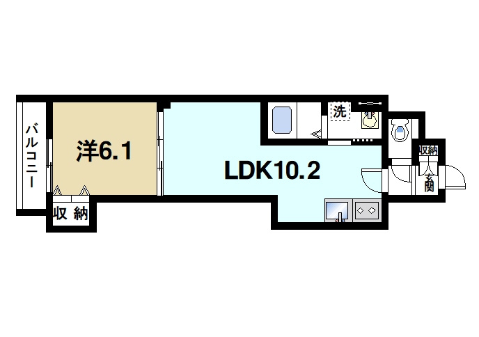 クリエオーレ天理の間取り|1LDKの間取り