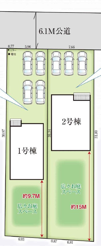 深谷市普済寺　GRAFARE　全2棟の区画図|■駐車スペース4台可能！