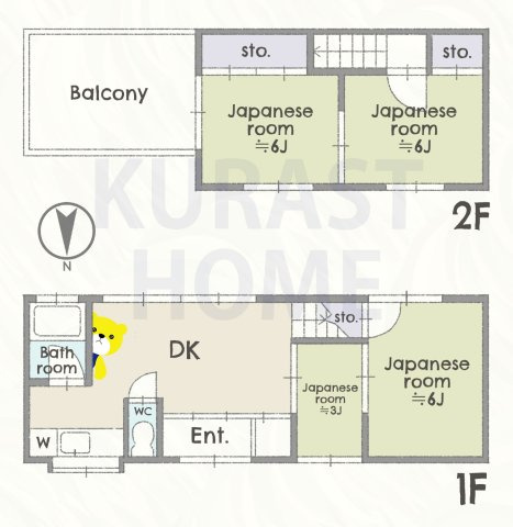 京都市右京区太秦蜂岡町　中古戸建の間取り