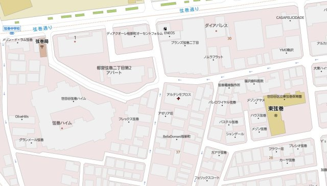 世田谷区アルテシモブロス305の地図