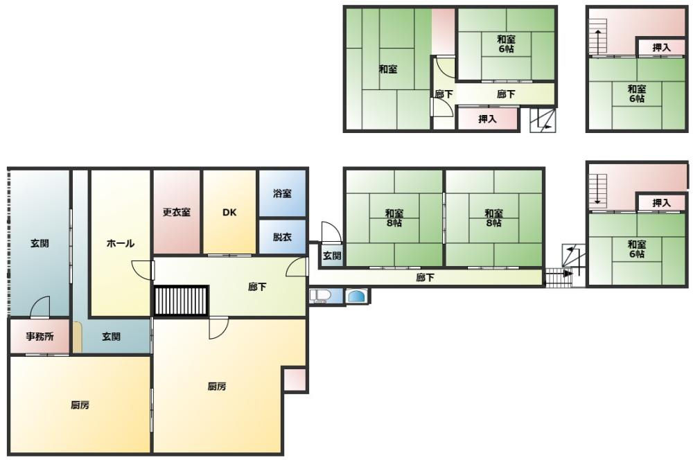 見附市細越1丁目中古店舗住宅付き（旧割烹赤坂家）の間取り