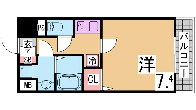 神戸市兵庫区本町１丁目の賃貸マンションの間取り