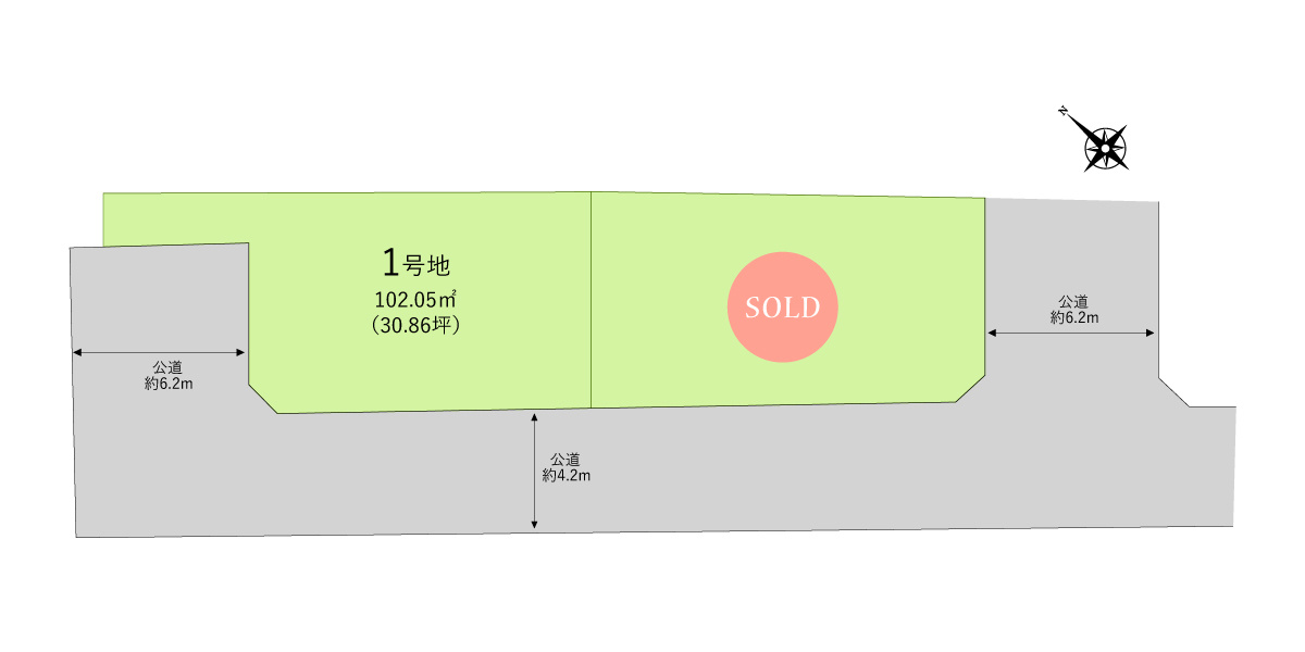 入間郡三芳町大字藤久保の売地の土地図|間口広々、陽当たり＆通風良好で開放的な立地です。