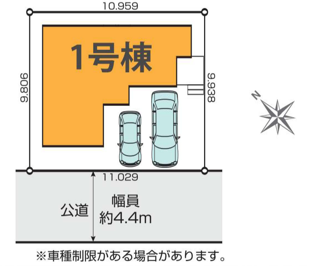横浜市戸塚区平戸町 新築戸建て【仲介手数料無料】カースペース2台の区画図