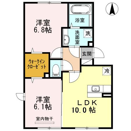熊本市南区出仲間２丁目のアパートの間取り
