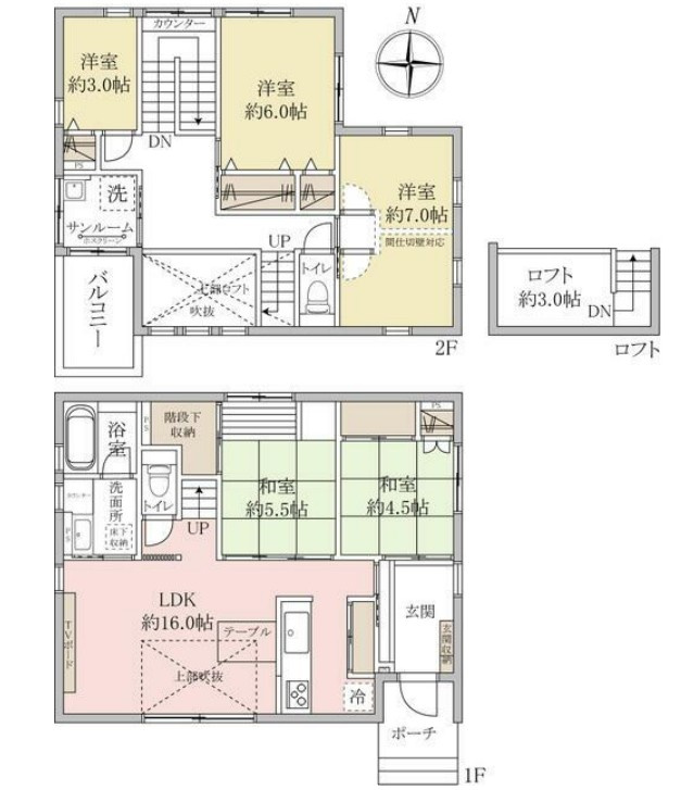 【中古】坂戸市石井中古住宅の間取り|余裕ある5LDK＋ロフトの間取り！
