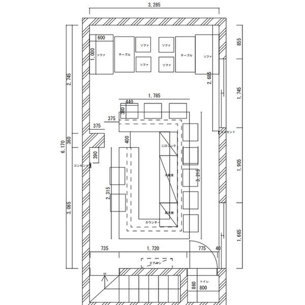 大阪市中央区心斎橋筋１丁目の店舗一部の間取り