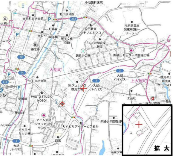 【土地】前橋市上大屋町　約１０５坪の地図