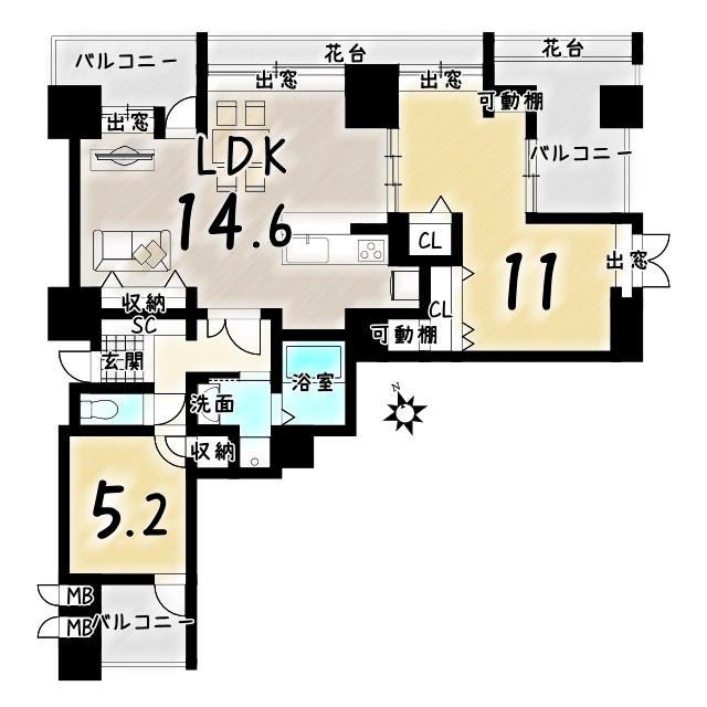 イーグルコート伏見桃山の間取り