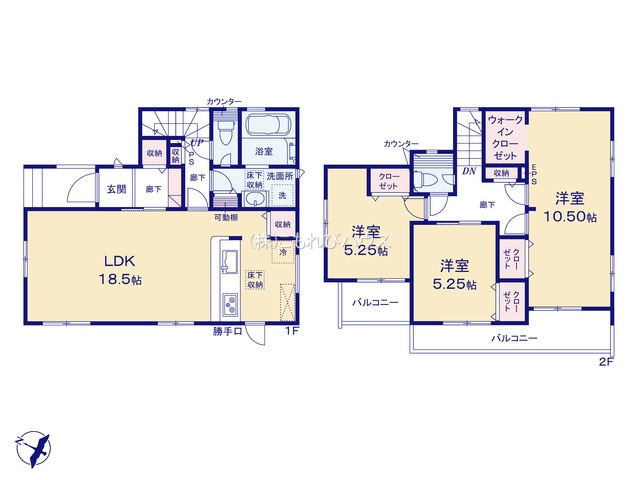 上尾市小泉7丁目　3期　新築一戸建て　ブルーミングガーデン　01の間取り|上尾市小泉7丁目　3期　新築一戸建て　ブルーミングガーデン　01、3LDK、土地面積117.31m2、建物面積99.57m2