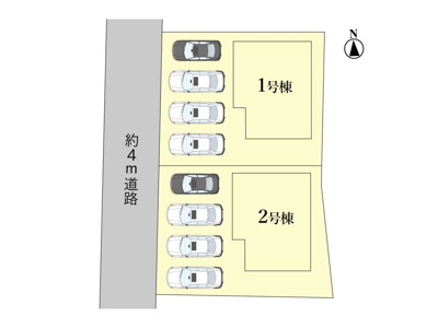 【区画図】 | 四日市市大字塩浜《1号棟》 | 駐車スペース4台