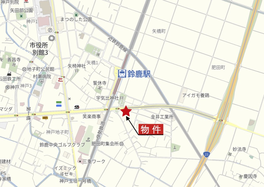 鈴鹿市肥田町の地図|広域Map