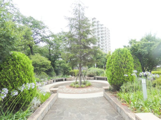 【周辺】 | 季節ごとの花が咲き緑溢れる中庭です。