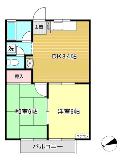 【間取り】 | コーポ白坂台 | 和室と洋室のある2DKタイプ☆小さなお子様がいるファミリーさんにも良いですね！なんと言っても最上階なのが嬉しい♪