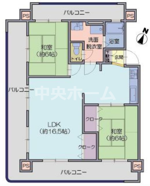 青砥myコーポの間取り|南向き・3方角部屋住戸につきまして日当り・通風・眺望良好。