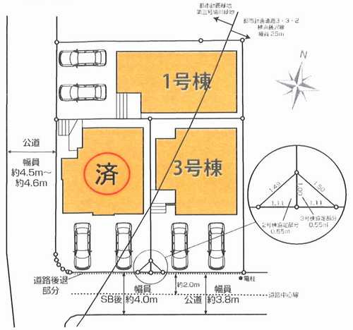 藤沢市片瀬4期　新築戸建全3棟　3号棟の区画図