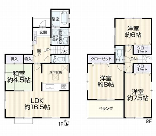 【間取り】 | 【仲介手数料０円】茅ヶ崎市ひばりが丘　中古一戸建て | 茅ヶ崎市ひばりが丘　中古一戸建て