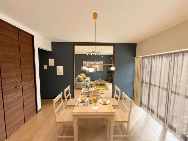 ２２．５帖のＬＤＫです。全面クロス張替、フローリング重張しました。※ＣＧで家具・調度品を合成しています。家具・調度品は販売価格には含まれておりません。