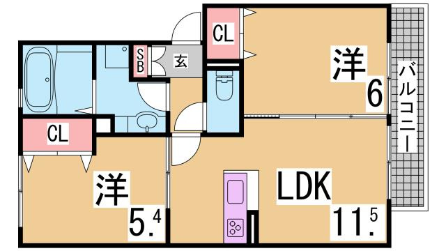 神戸市兵庫区松本通４丁目のアパートの間取り