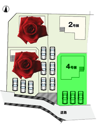 【区画図】 | ズットプラス高崎市下之城町15期ー④ | カースペースは並列3台駐車可能！