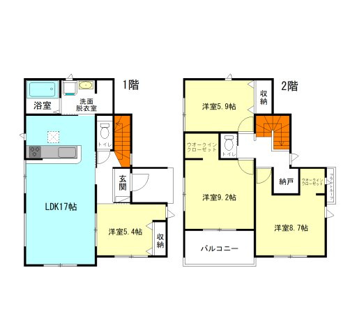 【間取り】 | ズットプラス高崎市新後閑町2期ー① | 水回りを最短距離で結んだラクラク家事同線！