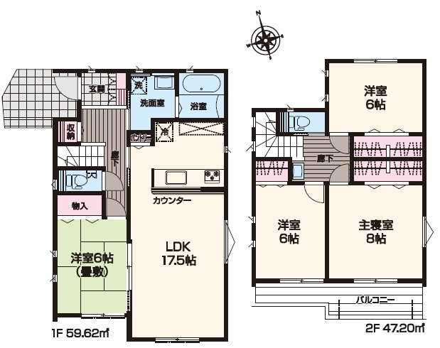 熊谷市箱田7丁目　AiTOWN　全3区画の間取り|■全居室に折戸式の収納完備！