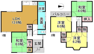 【間取り】 | 大津市錦織1丁目6-10　中古戸建