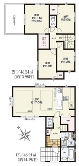 【間取り】 | 【仲介手数料無料！！】府中市分梅町3丁目　新築戸建て（全2棟）1号棟　6799万円