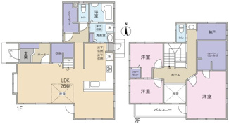 【間取り】 | 古田台一丁目 | 3LDK+S　納戸、ウォークインクローゼットがあり収納豊富　