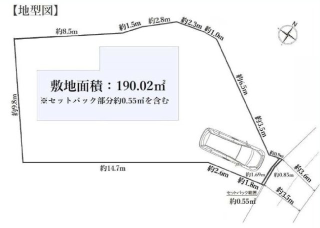【高台の開放感を暮らしに】土地57坪超×眺望良好×18.4帖LDK｜穏やかな第1種低層住宅街の新築戸建て★仲介手数料無料★の区画図|約57坪のゆとりある敷地面積。高台立地による開放感が魅力で、陽当たりや風通しにも恵まれた住環境です。