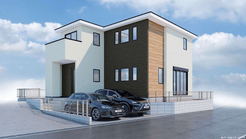 明石市東朝霧丘　1期　新築戸建の外観|完成予想パースです！駐車場並列2台可能です！
